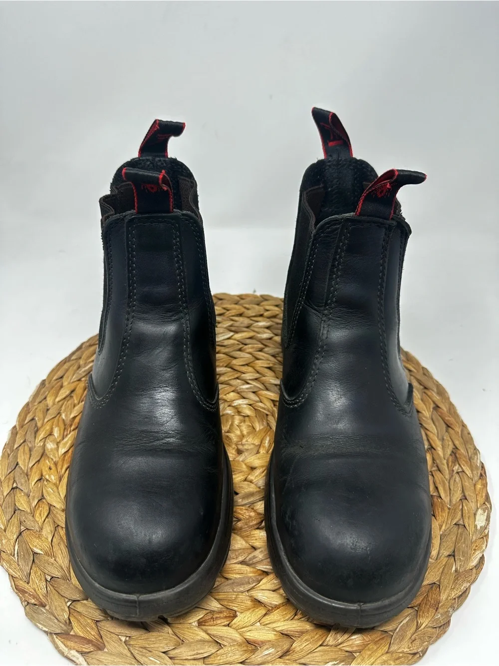Redback Easy Escape Slip On 6 Inch Steel Toe Black Leather Boots Size 8.5 Men's